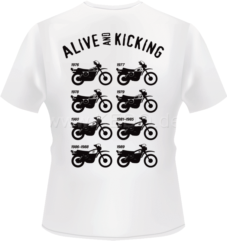 Kedo T-Shirt 'XT500 Model Summary'  size M  color : white  print : black back  front red / black 160g organic cotton  100% cotton | 70038M-W