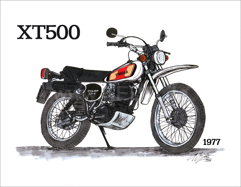 Kedo Art Print by Ingo constantly grilling XT500 1977  6-color print on semiglossy poster paper  size approx. 295x380mm | 80108P-77
