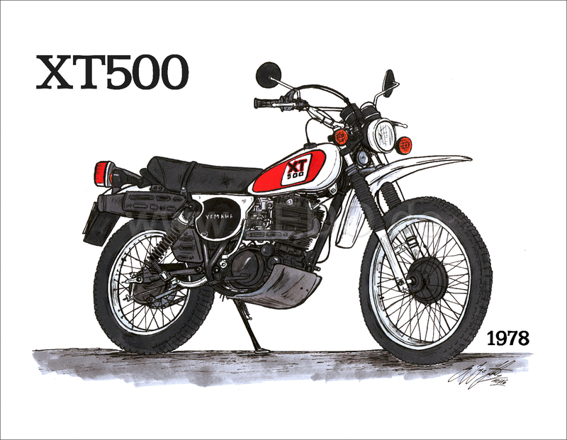 Kedo Art Print by Ingo constantly grilling XT500 1978  6-color print on semiglossy poster paper  size approx. 295x380mm | 80108P-78