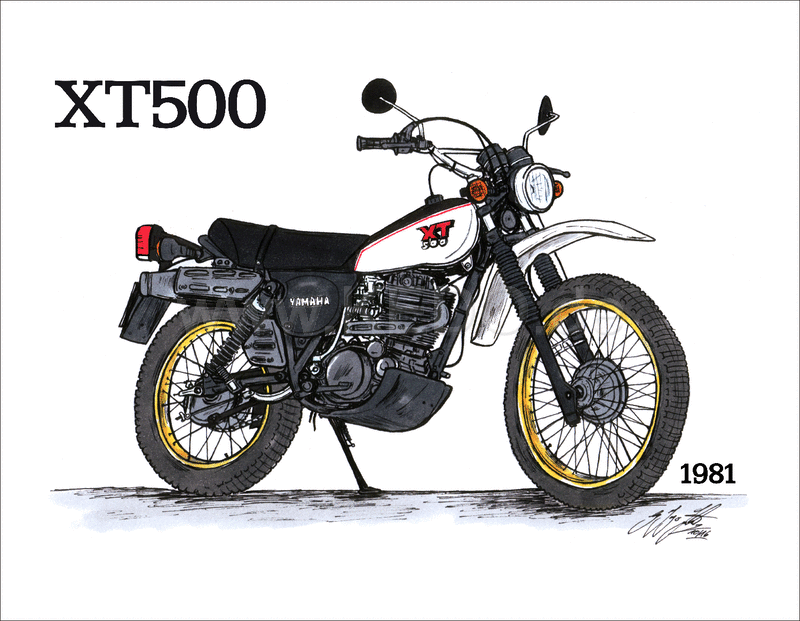 Kedo Art Print by Ingo constantly grilling XT500 1981  6-color print on semiglossy poster paper  size approx. 295x380mm | 80108P-81