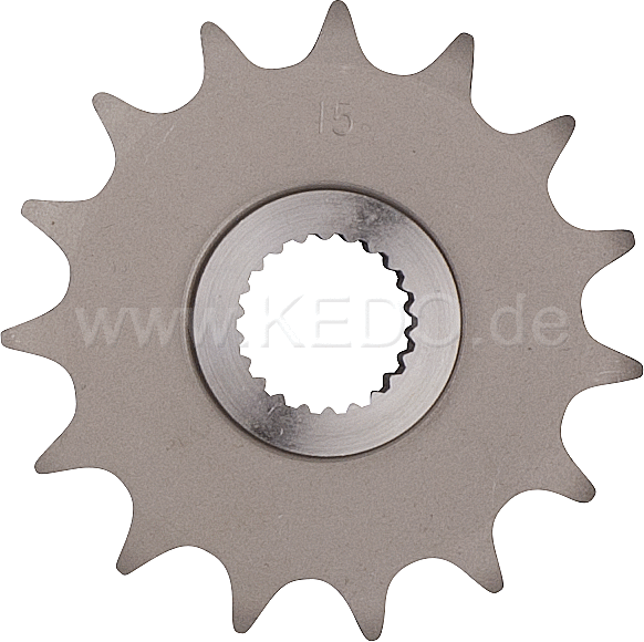 Kedo 15T Sprocket  Fine Geared Shaft (. Collar approx 4mm  15.6mm total thickness  alternative 27109) | 90137