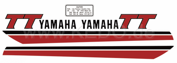 Kedo Fuel Tank Decal TT500'81  Black / Red  complete Set LH / RH  overcoatable | 91069