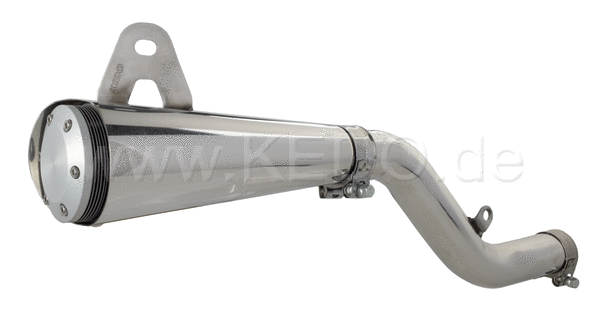 Kedo X-Trapp 3 -Silencer  6 discs  aluminum end cap  incl connector pipe and clamp  brushed surface (Not Street Legal). | 91401