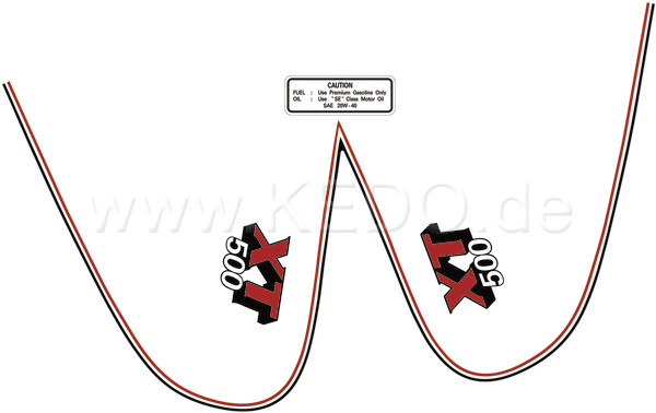 Kedo Fuel Tank Decal XT500'80  Red / Black / White  complete Set LH / RH  overcoatable | 91435