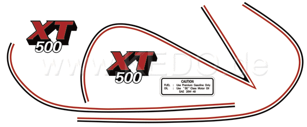 Kedo Fuel Tank Decal XT500'80  Red / Black / White  complete Set LH / RH  overcoatable | 91435