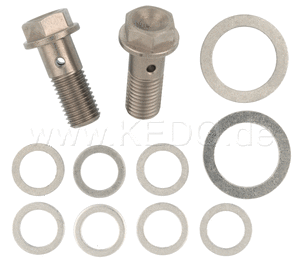 Kedo Service Kit (2x Stainless Steel Banjo Screw  9x aluminum Sealing shim) for all Twin Feed Oil Kit | 92006