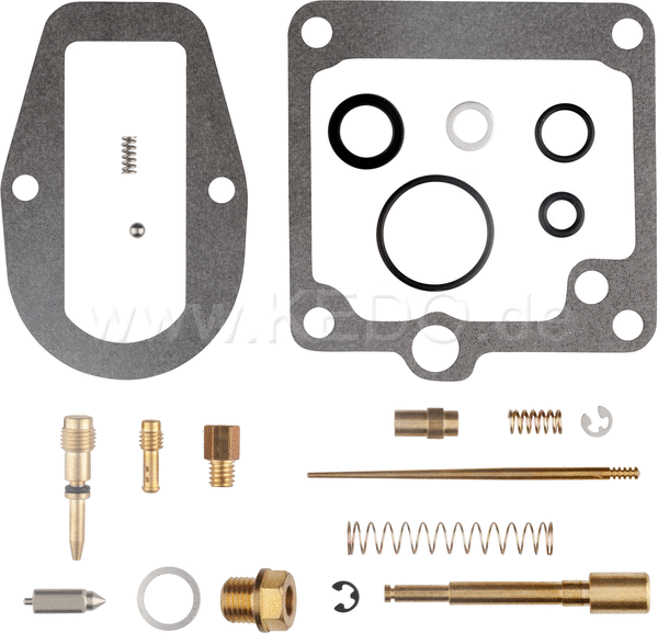 Kedo Carburettor Rebuild kit including choke piston  -Spring & -ball  gasket for Actuating shaft (Main Jet # 230 Pilot Jet # 25). | 94038