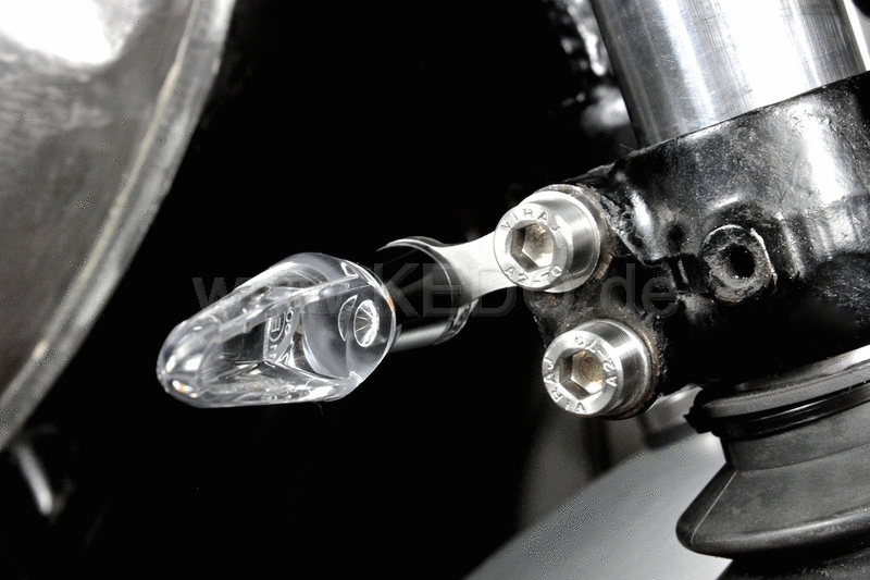 Kedo Turn signal brackets  stainless steel black coated  slotted attachment for a comfortable mounting  compatible for M8 and M10 holding threads  1 pair | TH-10050.1