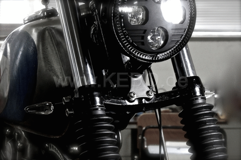 Kedo Headlight bracket Straight stainless steel coated black  mounting on bottom fork bridge for headlights with M9 and M10 mount - bottom mount | TH-10075.1