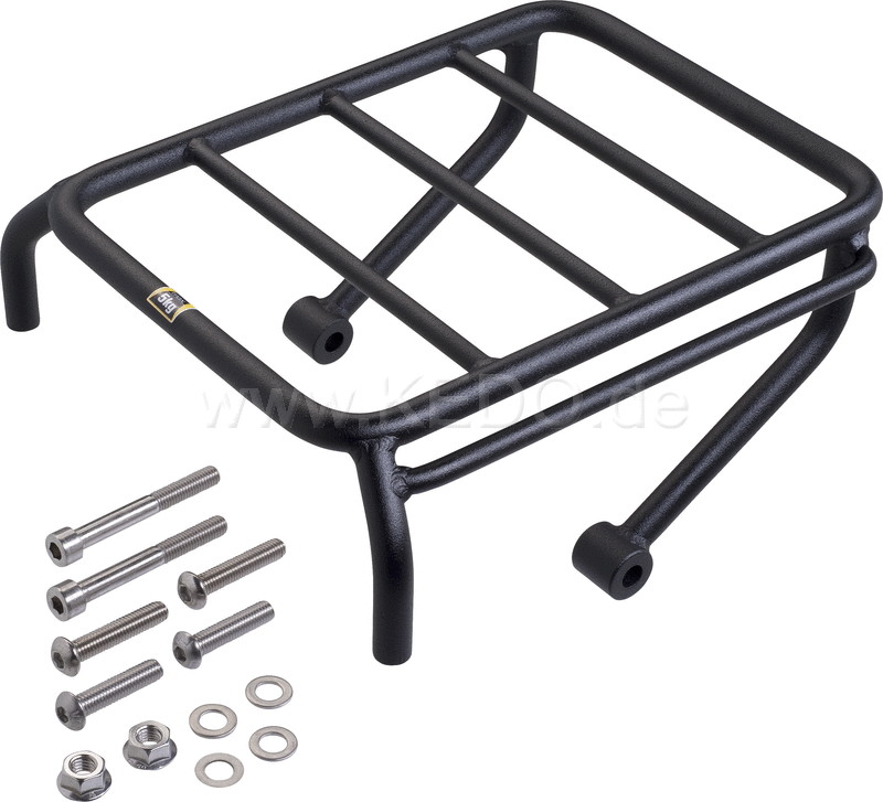 Kedo Mini Pannier Rack  Stainless Steel  Wrenchmonkees / GibbonSlap-style  black-coated  including mounting material  size 245x180mm | WM0010S