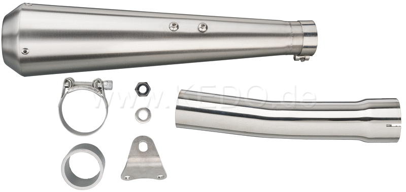 Kedo Gibbonslap Stainless Steel Silencer (NOT street legal) incl DB Killer  header pipe adapter spec. Bracket (in combination w. Center stood see # 27938) | WM0022-3