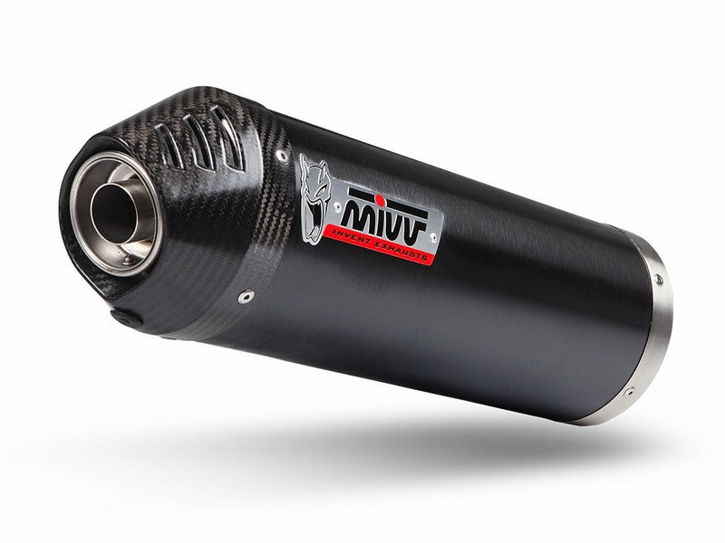 SPORT SLIP-ON Muffler OVAL STEEL BLACK carbon cap WITH CATALYZER CONVERTING KIT 