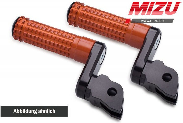 Mizu アジャスタブル レーシング フットペグ ABE認可品 ブラック/オレンジ | 409SO3310028
