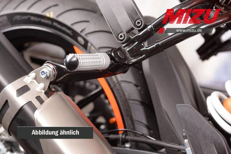 Mizu レーシング パッセンジャーフットペグ ABE認可品 ブラック/シルバー | 409ST1120009