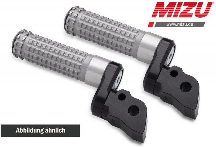 Mizu アジャスタブル レーシング フットペグ ABE認可品 ブラック/シルバー | 409ST2210015