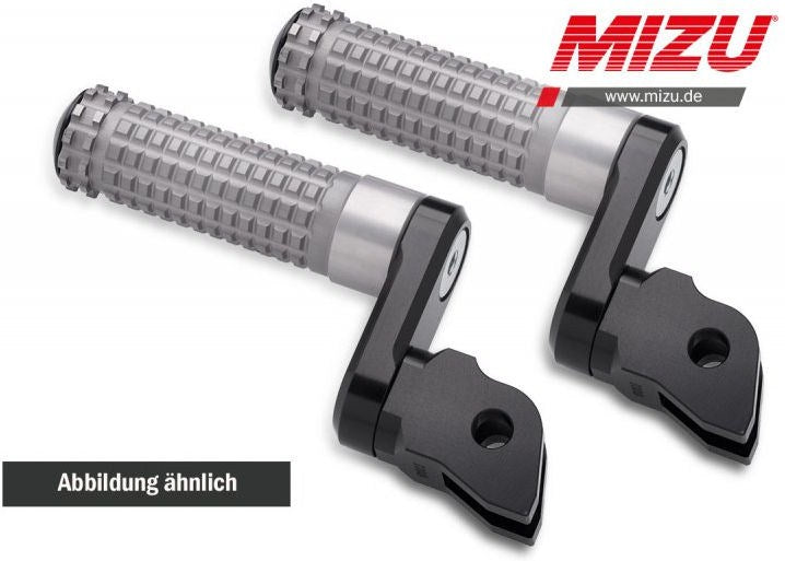 Mizu アジャスタブル レーシング フットペグ ABE認可品 ブラック/シルバー | 409ST3310021