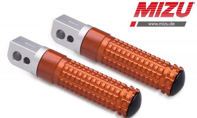 Mizu レーシング パッセンジャーフットペグ ABE認可品 シルバー/オレンジ | 409TO1120025