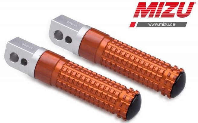 Mizu レーシング パッセンジャーフットペグ ABE認可品 シルバー/オレンジ | 409TO1120026