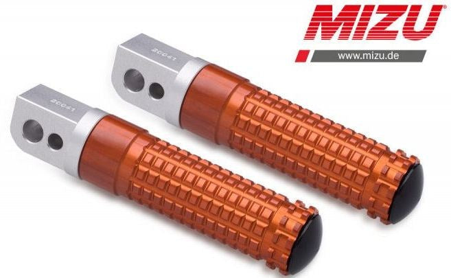 Mizu レーシング パッセンジャーフットペグ ABE認可品 シルバー/オレンジ | 409TO1120037