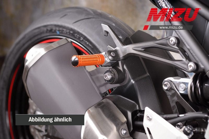 Mizu レーシング パッセンジャーフットペグ ABE認可品 シルバー/オレンジ | 409TO1120038