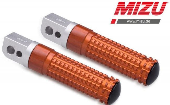 Mizu レーシング パッセンジャーフットペグ ABE認可品 シルバー/オレンジ | 409TO1120041