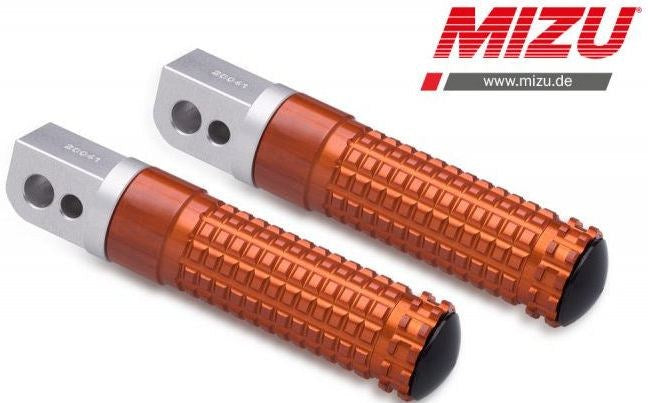 Mizu レーシング パッセンジャーフットペグ ABE認可品 シルバー/オレンジ | 409TO1120045