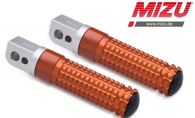 Mizu レーシング パッセンジャーフットペグ ABE認可品 シルバー/オレンジ | 409TO1120046