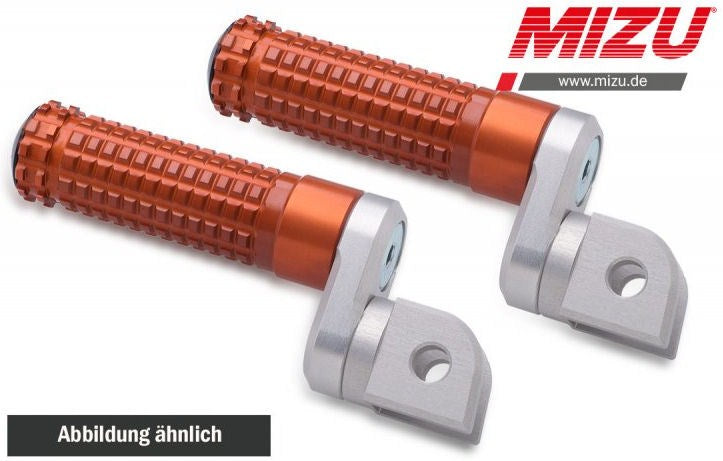 Mizu アジャスタブル レーシング フットペグ ABE認可品 シルバー/オレンジ | 409TO2210001