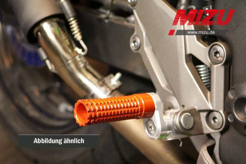 Mizu アジャスタブル レーシング フットペグ ABE認可品 シルバー/オレンジ | 409TO2210005
