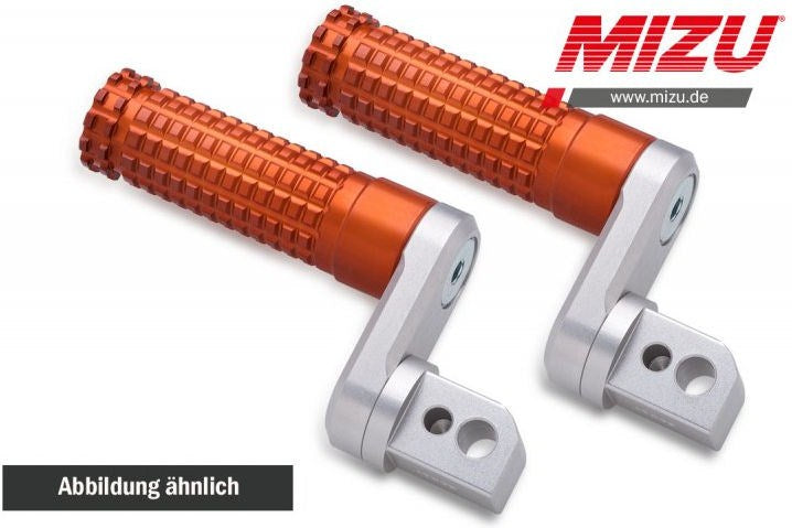 Mizu アジャスタブル レーシング フットペグ ABE認可品 シルバー/オレンジ | 409TO3310028