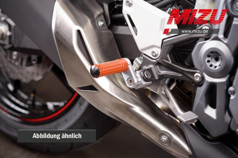 Mizu アジャスタブル レーシング フットペグ ABE認可品 シルバー/オレンジ | 409TO3310032