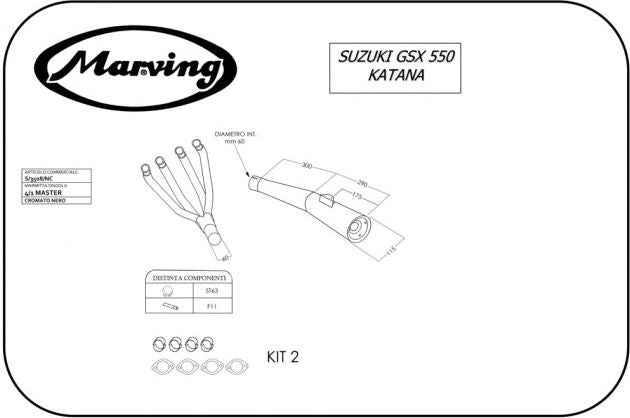 Marving / マービング フルシステム 4/1 Master ブラック Suzuki GSX 550 KATANA | S/3508/NC