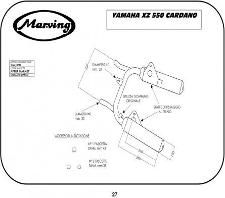 Marving / マービング デュアルマフラー Cylindrical &Oslash; 100 クロム - EU公道走行認可 Yamaha XZ 550 CARDANO | Y/2078/BC