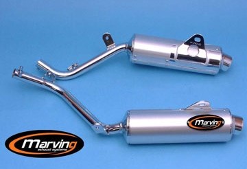 Marving / マービング デュアルマフラー Amacal &Oslash; 100 クロム + アルミニウム - EU公道走行認可 Honda NX 650 DOMINATOR | H/AAA/401/BC