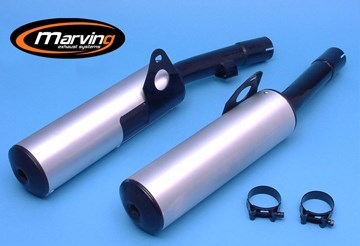 Marving / マービング デュアルマフラー Cylindrical &Oslash; 100 ブラック + アルミニウム - EU公道走行認可 Kawasaki GPZ 600 R/GP | K/2080/NC