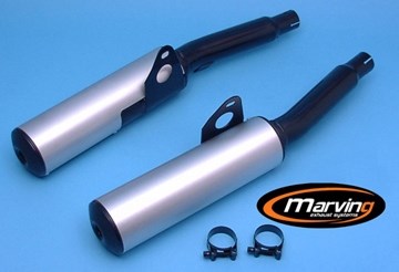Marving / マービング デュアルマフラー Cylindrical &Oslash; 100 ブラック + アルミニウム - EU公道走行認可 Kawasaki GPZ 1000 RX | K/2081/NC