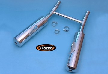 Marving / マービング デュアルマフラー Cylindrical &Oslash; 110 クロム - EU公道走行認可 Kawasaki EN 500 (95) | K/2117/BC