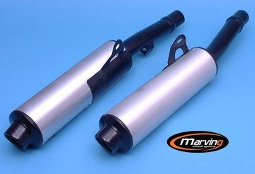 Marving / マービング デュアルマフラー Cylindrical &Oslash; 100 ブラック + アルミニウム - EU公道走行認可 Kawasaki ZZR 600 (93 | K/2156/NC