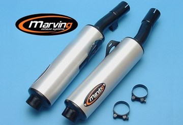 Marving / マービング デュアルマフラー Cylindrical &Oslash; 100 ブラック + アルミニウム - EU公道走行認可 Suzuki GSX 750 F 90 | S/2111/NC