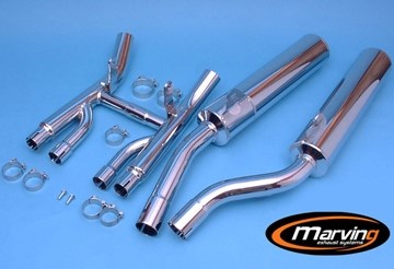 Marving / マービング デュアルマフラー Cylindrical &Oslash; 100 クロム - EU公道走行認可 Suzuki GSX 1100 G 91 | S/2164/BC