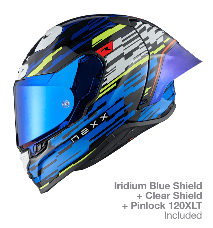 NEXX Race Helmet X.R3R GLITCH RACER BLUE NEON  Size: 2XL | 01XR323415163