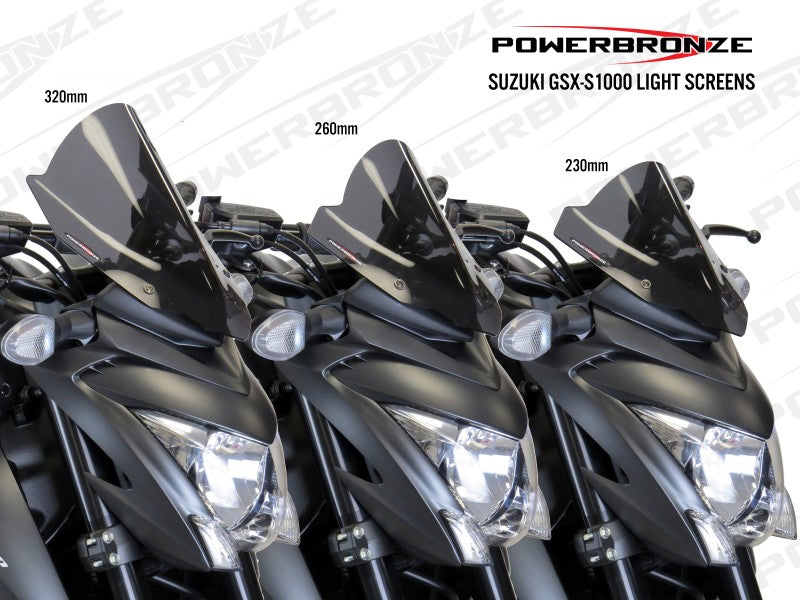 Powerbronze / パワーブロンズ ライトスクリーン SUZUKI GSX-S1000 15-20 (高さ: 260 MM) フロストステルスグレー | 430-U293A-019