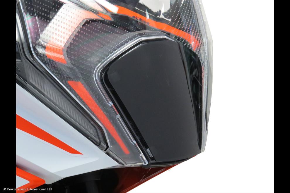Powerbronze / パワーブロンズ Headlight Protectors for KTM RC125 22-23/RC200 22-23/RC390 22-23/SOLID BLACK **NOT ROAD LEGAL** | 440-KT639A-003