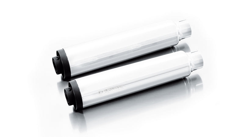 2倍カスタム排気システム Ø 102 mm、触媒なし、Can-Bus操作音響システム搭載 - Asc、ステンレスクローム、エンドキャップショートカットV1 2個、合金クローム