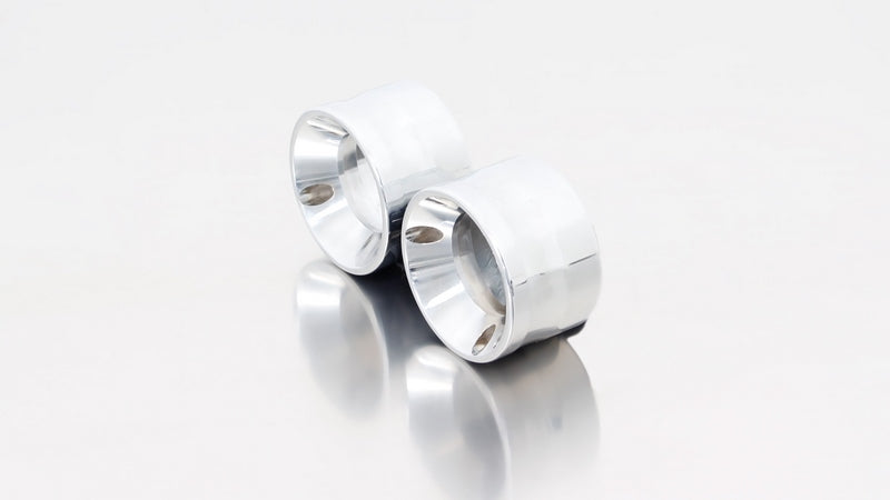 2倍カスタム排気システムステンレスブラックエンドキャップ直線エンド 2個、ステンレスクローム接続チューブ含む。ユーロ4排出ガス規制適合、2個、EC認証済み