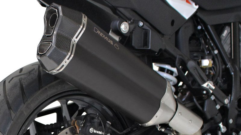 スリップオンスポーツ排気マフラー（接続チューブ付、熱保護シールド付、ステンレスブラック、54mm、EC認証取得済み）