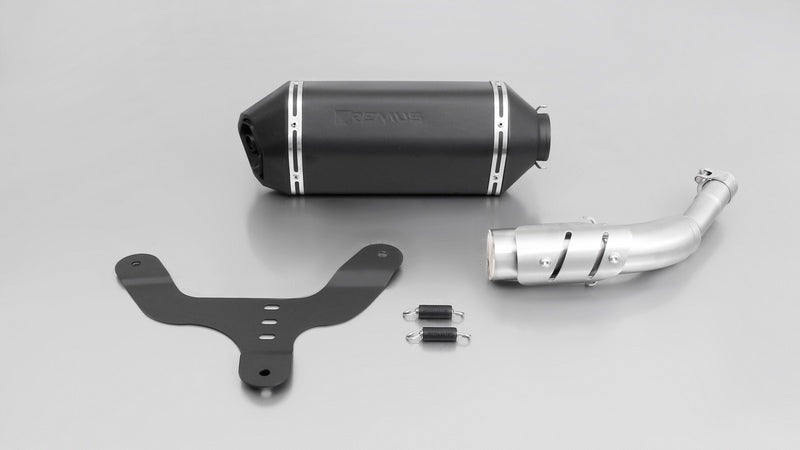 スポーツエキゾースト、スリップオンマフラー（接続管付）、ユーロ4キャット含む、ヒートシールド付、ステンレスブラック、EC認証取得