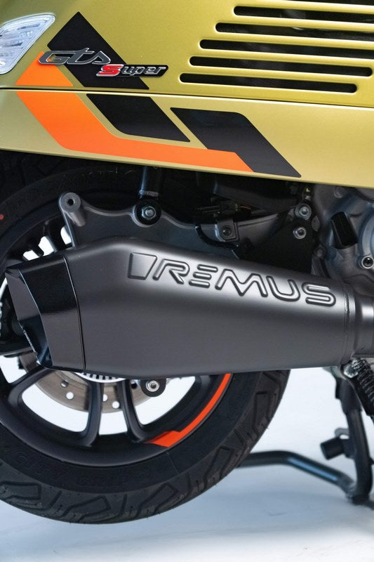 スポーツ排気システム、ステンレスブラック、レーシング、マシンドアルミエンドキャップ、シルバーコーティング、ヘッダー（ユーロ5+触媒付き）、ブラックコーティング、EC型式認証付、パワーリングブラック