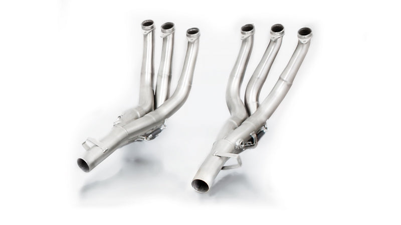 カスタムマフラー（左／右スポーツ排気システム、ステンレスブラック）、ステンレスヘッダー（6-2、触媒なし）、純正ヘッダーの代替品、レース番号無し