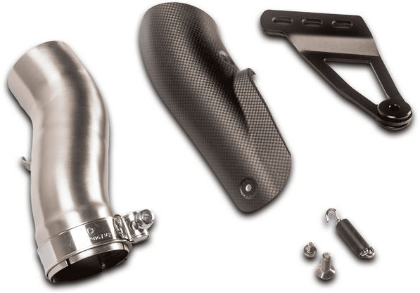 8.2レーシングスリップオンスポーツマフラー（カーボンヒートプロテクションシールド付属）ステンレスマット仕上げ、8.2接続チューブ（カーボンヒートシールド付属）、ステンレスブラック